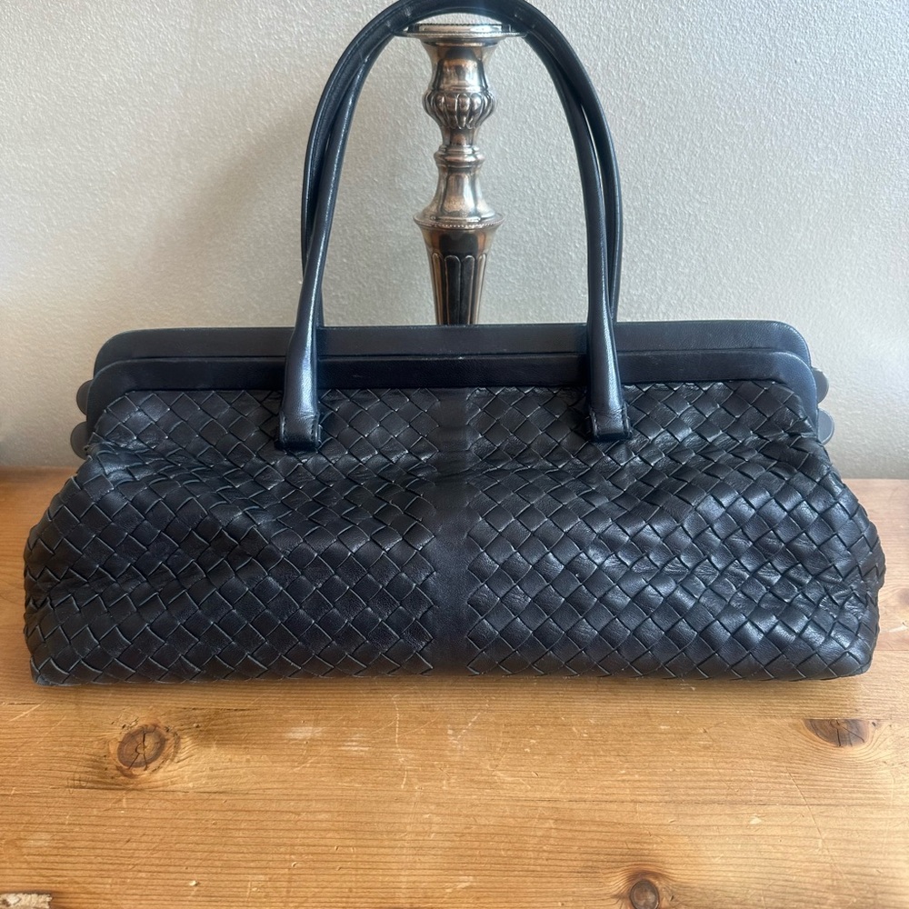 Bottega Veneta Black Woven Shoulder Bag